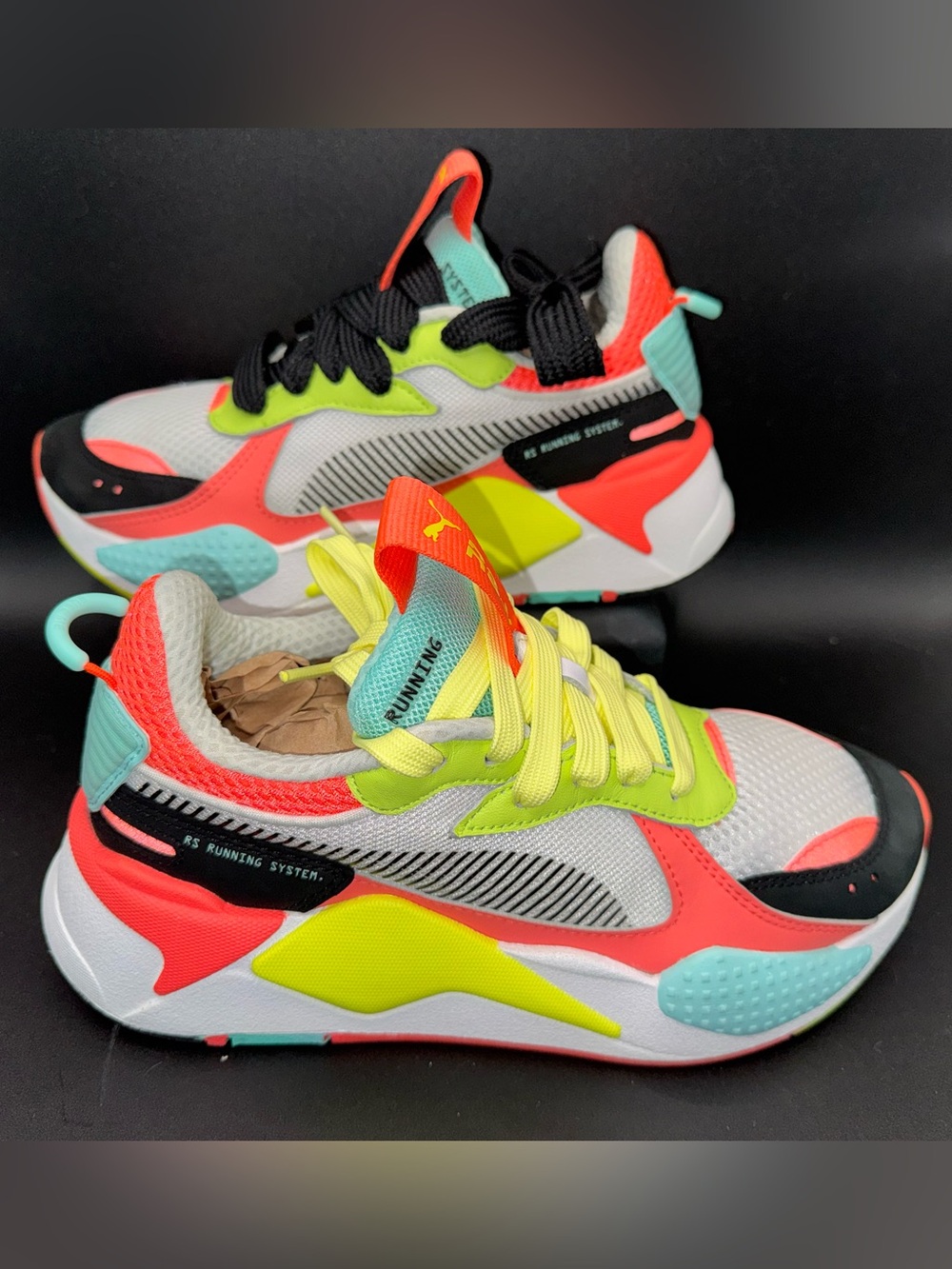 Puma RS-X Running System Neon Color Pop Sneakers Women’s 6 🌈 ⚡️ Extra Laces
